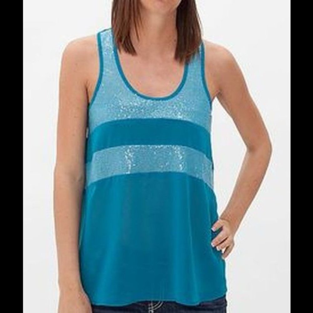 Buckle Daytrip Sequin Chiffon Cami Tank Top XS
